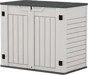[Patiowell] Outdoor Storage Shed - Horizontal Storage Shed for Patio, Garden, Backyards, Multi-Opening Door Easily Storage for Trash Cans, Lawn Mower, Tools, 36 Cu Ft with Shelves, Grey