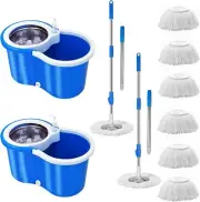 Set of 2 360° Spin Mop and Bucket with Wringer Set 3 Microfiber Mop Replacement