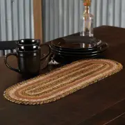 VHC Brands Table Runner Kettle Grove Jute Primitive 8x24 Oval Kitchen Decor