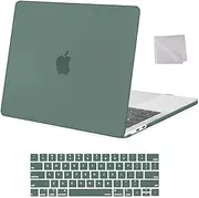 MOSISO Compatible with MacBook Pro 13 inch Case 2025, 2024, 2023-2016 M2 M1 A2338 A2251 A2289 A2159 A1989 A1708 A1706, Plastic Hard Shell Case & Keyboard Cover Skin & Wipe Cloth, Midnight Green