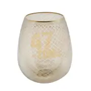 Glass Gold Rim Candle Holder Brow Luster Cross Cut Brown Tabletop Home Decor