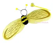 Halloween Yellow Black Bumble Bee Wing Antennae Headband Flower Wand Costume Set
