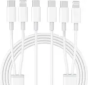 2 in 1 USB C to USBC/Lightning Fast Charging Cable Compatible for Apple iPhone 16 15 14 13 12 11 XS, 2 Pack 60W USB-C Multiple Charging with Lightning/Type C Port iPhone Charge Cord 6FT