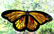 MONARCH BUTTERFLY Iridized Stained Glass SUNCATCHER Handmade in QLD Australia