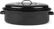 [Russell Hobbs] CW11491 Enamel Roasting Tin – Self-Basting Roaster with Lid, Deep Oval Casserole Dish, Steel Covered Roaster Pot for Meat, Chicken, Oven Safe to 230°C, Family Size, Durable Steel, 36cm