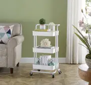 3 Tiers Kitchen Trolley Cart Steel Storage Rack Shelf Trolley Organiser White