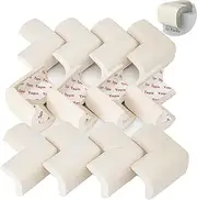12 Packs Baby Safety Corner Guards for Baby Proofing Furniture Soft Foam Corner Covers Furniture Corner and Edge Safety Bumpers Baby Proofing Safety Corner Protectors for Table, Desk, Sofa (Beige)