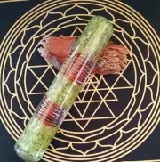 PERIDOT WAND, Orgone PERIDOT Wand, PERIDOT CRYSTAL WAND With Helix Copper Coils