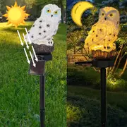 1pc/2pcs Owl Figure Solar LED Lights Resin Garden Waterproof Decorations with Stake for Outdoor Yard