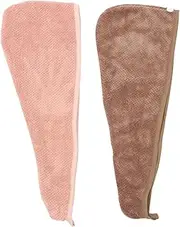 HONMEET 2pcs Ultra-fine Hair Dry Hat Thick Coral Fleece Shower Cap Efficient Hair Dry Towel Wrap for Quick Drying