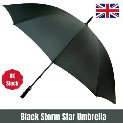 Black Storm Windproof Golf Umbrella Mens and Womens Strong Large Brolly