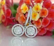 2.10Ct Round Cut Real Moissanite 925 Sterling Silver Drop & Dangle Hoop Earrings