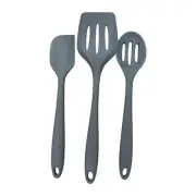 3-Piece Gray Silicone Utensil Set – Turner, Spoon, and Spatula