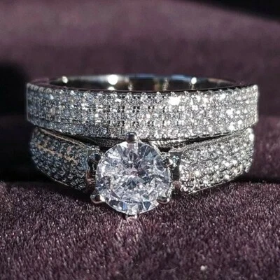 925 Sterling Silver Wedding Ring Sets Women Size 10