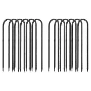 12 Pcs 12" Trampolines Wind Stake, U Shape Rebars Stakes, Black
