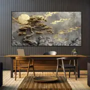 Modern Abstract Golden Tree Painting Unframed Canvas Painting for Living