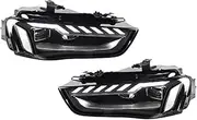 Compatible For Audi A4 B8.5 2013-2016 Style Car Front Lamps Assembly Upgrade Angel Eyes Style LED Dual Projector Lens Car Accessories(For halogen User)