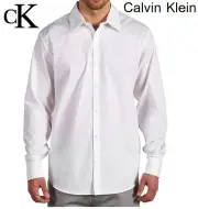 Calvin Klein Men's Shirt Office Business Mini Stripe Fashion Dress Soft White S