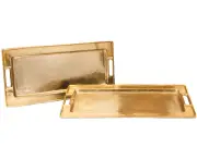Decorative Gold Trays by Objet D’Art, Beaufort Rectangular Bar Tray for Livin...