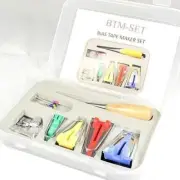 Bias Tape Maker Set of 4 Sizes + Awl, Pins, Adj. Bias Tape Foot