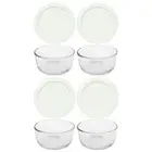 Pyrex 7200 2-Cup Glass Storage Bowl w/ 7200-PC 2-Cup White Plastic Lid (4-Pack)