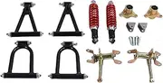 Front Suspension Arm Kit, Front Upper & Lower Control Arms Replacement, Upper and Lower Swingarm and Suspension Shock Kit for ATV, Quad Bike, Go Kart, Enhanced Stability