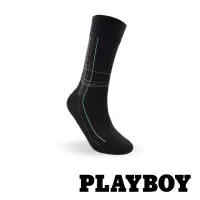 在飛比找momo購物網優惠-【PLAYBOY】絲光格紋紳士襪-黑(紳士襪/男襪/長襪)