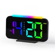 LED Digital Clock RGB Display Alarm Clock with Ambient Lighting Night Lamp7162