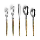 20-Piece Hammered Silver Gold Silverware Set,18/10 Stainless Steel Forging He...
