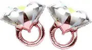 BinaryABC Diamond Ring Foil Balloon,Wedding Bridal Shower Anniversary Engagement Party Decoration,2Pcs(Rose Gold)