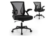 Giantex Ergonomic Office Chair Mesh Executive Chair Swivel Task Chair w/Flip-Up Armrests & Rocking Backrest Black