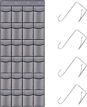 Teikou Over the Door Shoe Organizer, 24 Large Breathable Mesh Pockets, Hanging Storage Holder, Hanging Shoe Organizer(Grey)