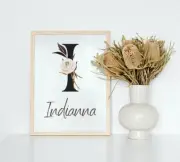 Kids Girl Nursery Name Initial Personalised Premium Print Boho Flower Birth Gift