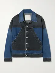 [Mother] Mother - The Triangle Drifter Patchwork Denim Jacket - Mid denim - large large Blue