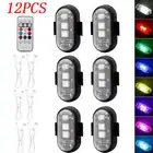 12pcs Wireless LED Strobe Light RGB 8 Colors Rechargeable Flashing Warning Light