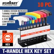 10Pc T-Handle Allen Key Set SAE / Imperial Hex Wrench 3/32"-3/8" With Rack Stand