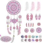 Dream Catcher Craft Set, Craft Gifts Girls (5-6-7-8-9-10-11-12 Years), Diamond Painting, Suncatcher, Mosaic Wind Chimes, Gift Ideas and Christmas Decorations for Home Window