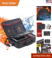 Multi-Layer Fireproof Document Safe with Adjustable Lock & Portable Carrying