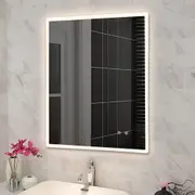 NAVONA LED Bathroom Mirror - Rectangle Curved Rim - 3-Colour Dimmable - with Defogger Pad - Touch Sensor Switch - 600mm