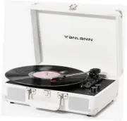 Record Player with Built-in Stereo Speakers 3-Speed Bluetooth Portable White