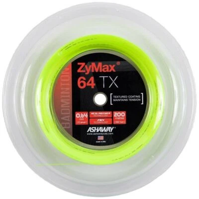 ASHAWAY ZYMAX 64 TX 200M COIL BADMINTON RACKET STRING OPTIC YELLOW COLOUR