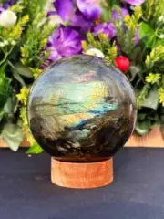 Flashy Labradorite Sphere Crystal Healing Chakra Reiki Metaphysical Decor Gift