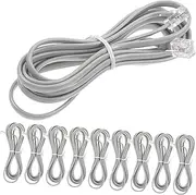 Angoily 10 x Retractable Phone Cord Flexible Coiled Cable Data Line Cable Rj11 6p4c Phone Extension Cord for Office Home