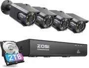 4K 8MP PoE Security Camera System with Audio 8CH H.265+ NVR 2TB HDD 4x IP Camera