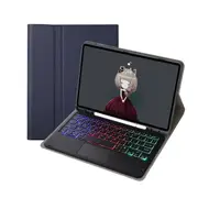 Bluetooth Keyboard Leather Tablet Case For Ipad 10.2 / 10.5 / Air 2019 With Touch Pad & Pen Slot Blue