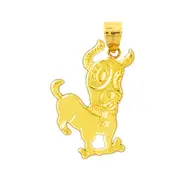 14K Gold Dog with Bone Charm