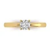 0.5Ct Round Cut White Sapphire Gold Solitaire Engagement Promise Statement Ring