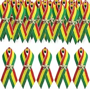[Wehhbtye] Black History Month Ribbon Pins, Juneteenth Striped Lapel Pin with Star, African June 19th Button Pins for Cloth Hat Backpacks Decor Freedom Day Party Favors Supplies (30Pcs)