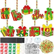 Capoda 36 Sets Christmas Suncatchers Ornaments Decorations DIY Window Paint Art Suncatchers Santa Snowman Reindeer Sun Catchers Christmas Crafts Classroom Activities Art Project(Mysterious)
