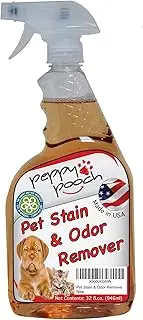 Peppy Pooch Pet Stain & Odor Remover - Professional Strength. Instant Clean up for Dogs & Cats. Advanced Formula 32 oz. Made in USA.